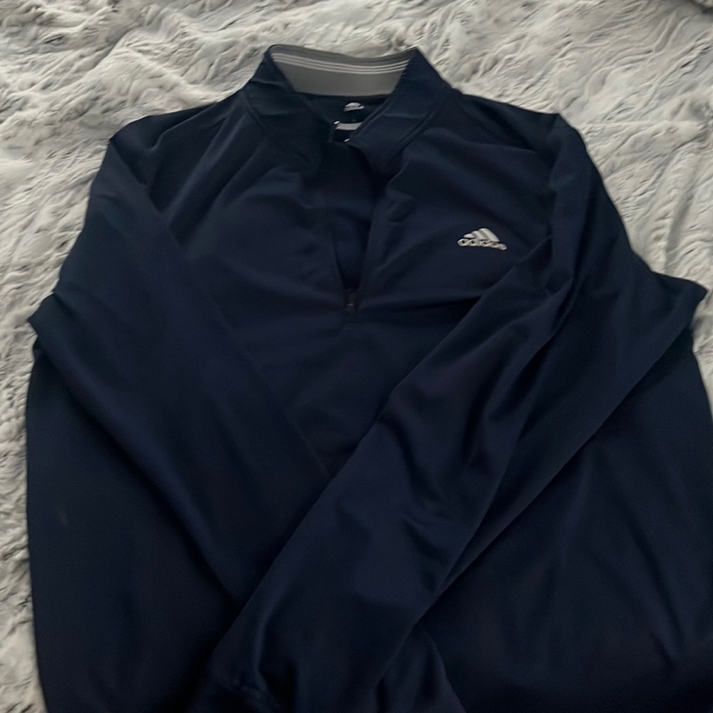 Navy Blue Adidas Quarter Zip Jacket
